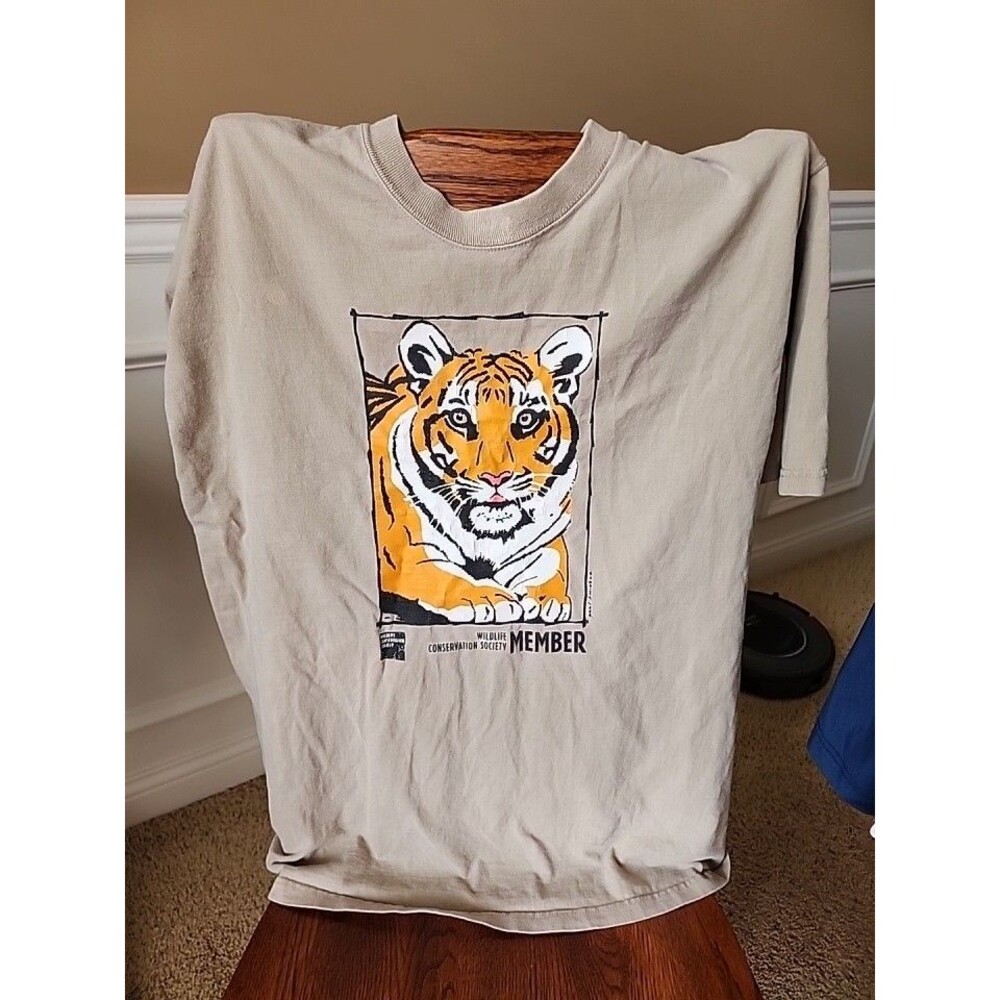 Vintage Y2K Wildlife Conservation Society Member Tiger T Shirt XL